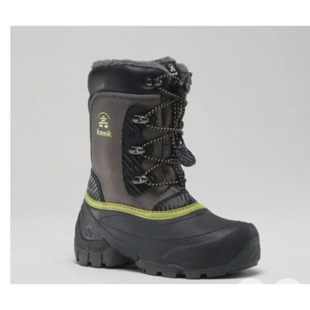 New Kamik Luke 3 Big Kids Boys Girls Sz 1 Eu 32 Snow Boots Insulated Charcoal